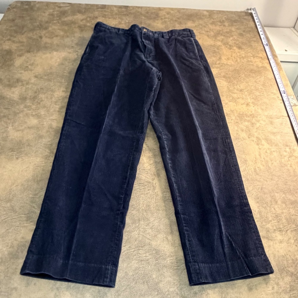 L.L. Bean Corduroy Pants Mens Size 35 Navy Blue Wide Wale Straight Leg‎ Classic